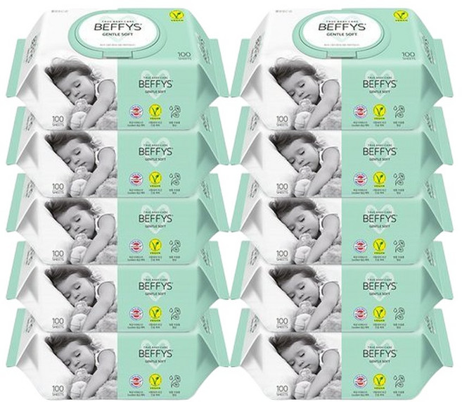 기타베피스 젠틀 소프트 (캡) 물티슈 100매10팩, 60g, 100매, 10개