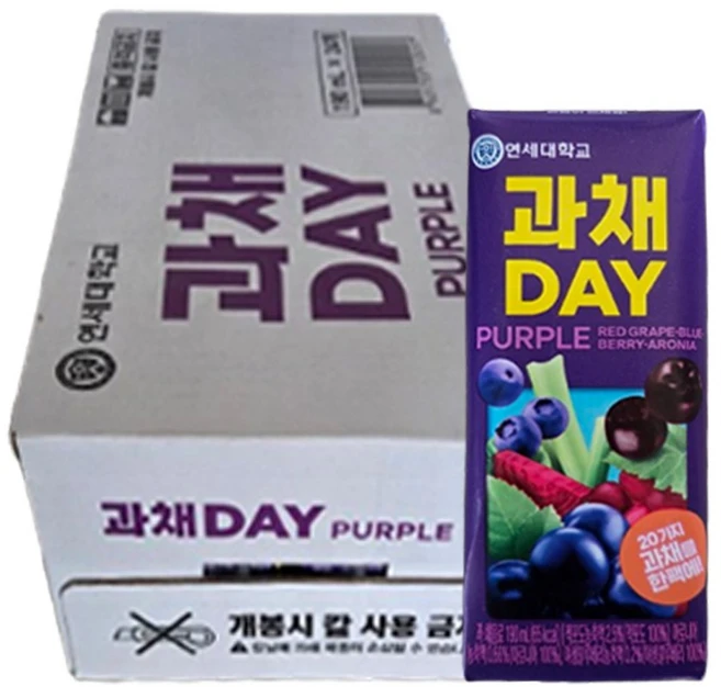 연세유업 과채데이 음료 퍼플, 190ml, 24개 - 쿠팡