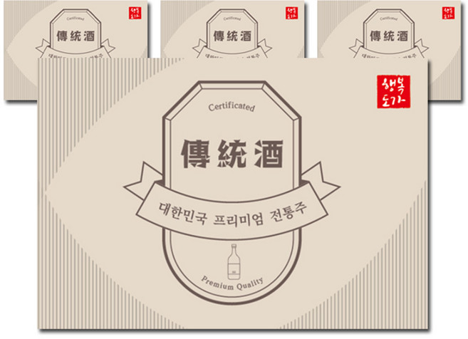 막걸리 동동주 전통주 라벨 스티커(4장 묶음), E형(4장 묶음)