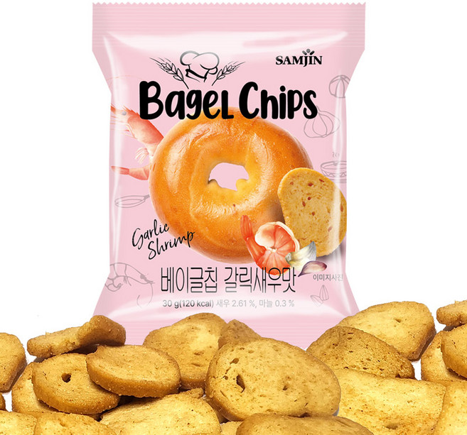 베이글칩 갈릭새우맛, 12개, 30g