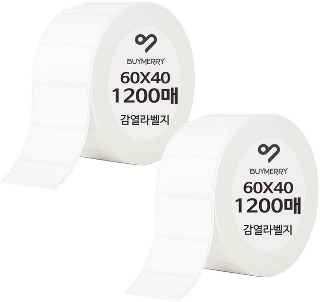 바이메리 감열롤라벨지 30mm~60mm 인쇄잘되고 잘붙는 국산 감열지 라벨지 스티커라벨 라벨프린터용지 라벨용지, 2롤