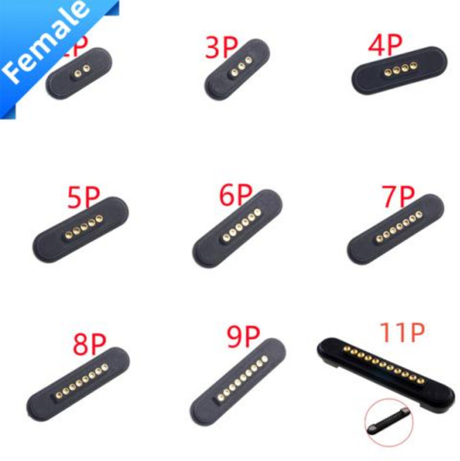 3A 마그네틱 포고 핀 커넥터 USB 충전기 케이블 데이터 2 3 4 5 6 7 8 9 11 극 수컷 암컷 2.2mm 그리드 용수철 부하 방수 패드, 1개