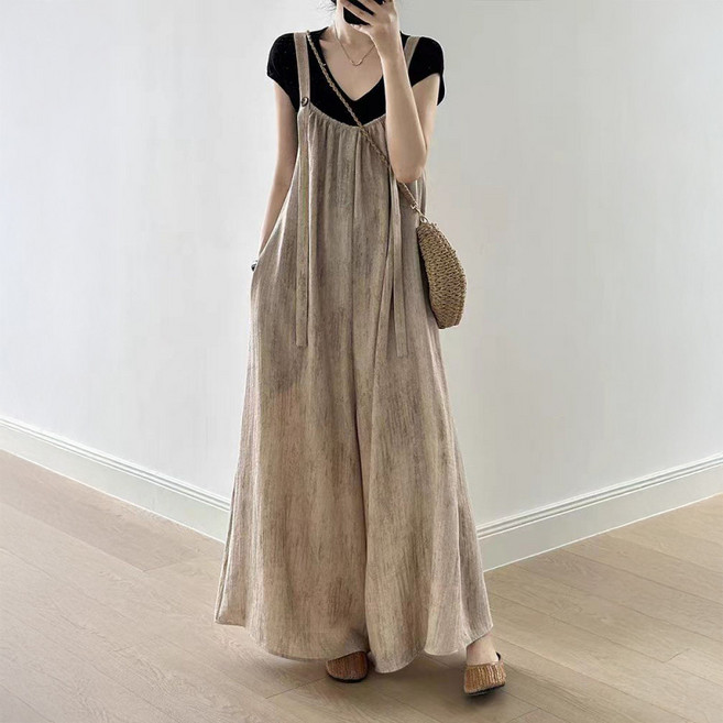 탑트레일 여성 빅사이즈 린넨 멜빵바지 점프슈트 편한옷 시원한옷