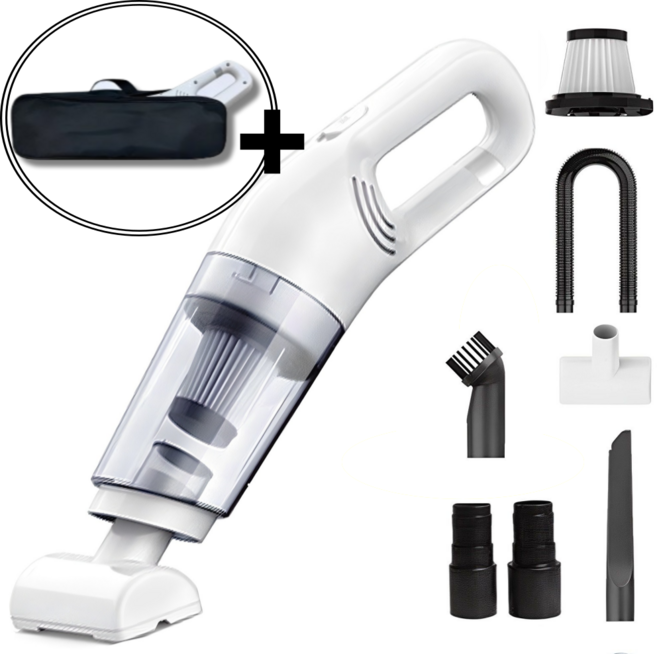 파워쎈 12000pa 무선 미니 핸디 청소기, 화이트