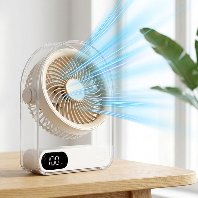Darlisex 탁상용 선풍기 무선 에어서큘레이터 무소음 써큘레이터, 베이지