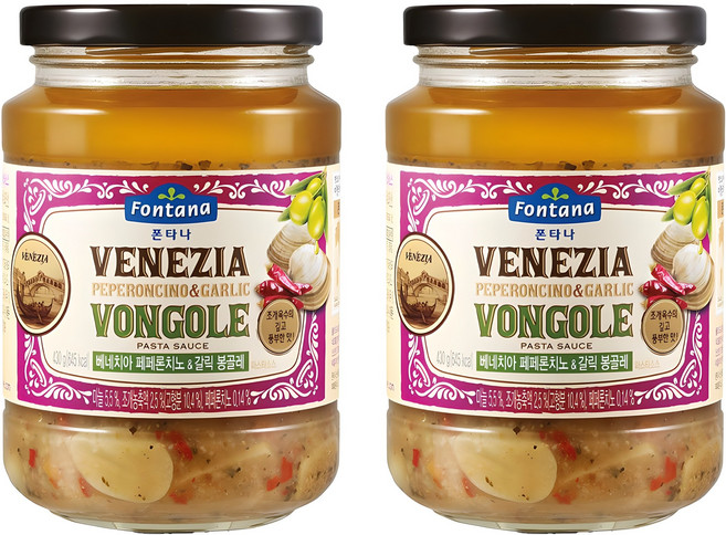 폰타나 베네치아 페페론치노&갈릭 봉골레 파스타소스, 430g, 2개
