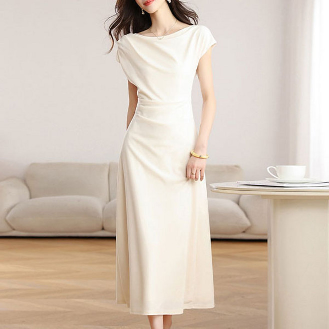 루씨앤 베르나 보트넥 반팔 슬림 여성 롱원피스 세련된 정장 랩 여름 하객룩 결혼식 8612