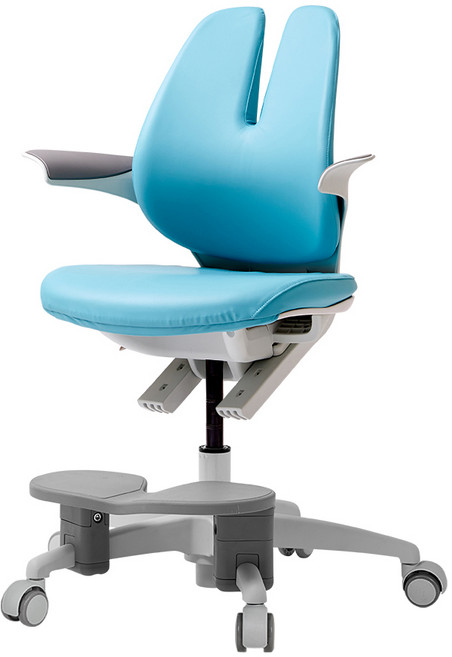 듀오백 래빗 초등학생 어린이 의자(발받침+스탑캐스터), 회전 중심봉(RA-070LSF), 마린 블루