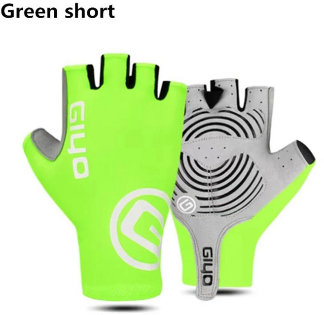 giyo 터치 스크린 긴 전체 손가락 반 손가락 젤 스포츠 사이클링 장갑 mtb 도로 자전거 타기 경주 여성 남성 자전거 장갑, 녹색 짧은, 색상: 10. green short / 크기: C. M, 1개