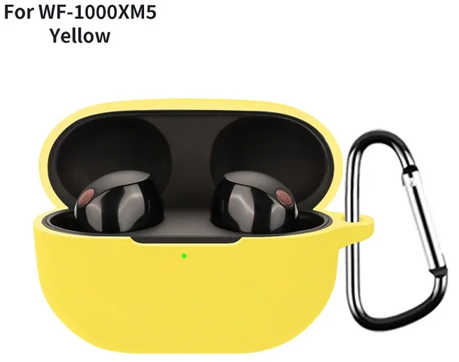 소니호환 WF 1000XM5 무선 이어폰 커버호환 케이스 충격 방지 소프트 실리콘 헤드셋 후크가 있는 긁힘 보호, 1세트, 카키색, For SONY WF 1000XM5