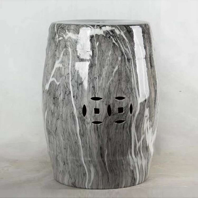 도자기 중국 세라믹 드럼 의자 대리석 패턴 신발 변경 발코니 아트 가구 가정용, 07 27 33 45cm, 1개