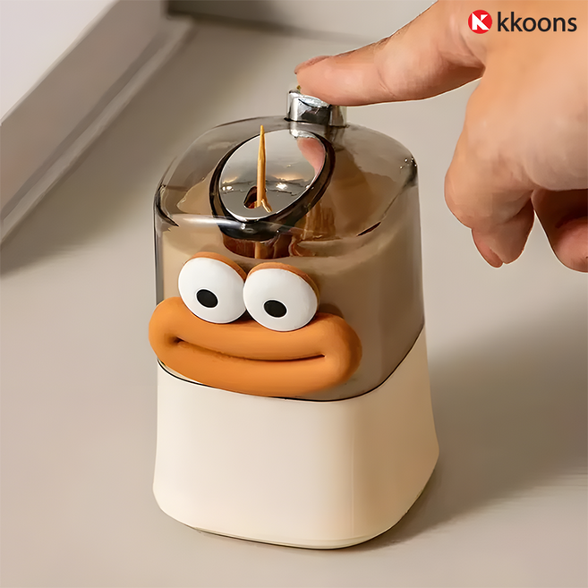 꾼스 원터치 이쑤시개통 자동 이쑤시개 디스펜서 케이스, 1개, 스마일디자인