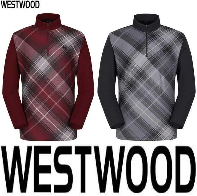 웨스트우드 WESTWOOD 맨 체크 프린트 집업 티셔츠 (남자 가을 봄 가을 티)N3/307