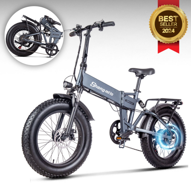 엘바론 접이식 전기자전거 신형 전기팻바이크 분리형 배터리 48V 광폭타이어 알류미늄합금, 그레이 / 15AH / 1000W 파워모터, 알루미늄