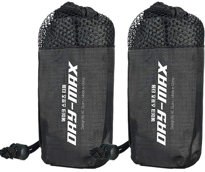 드라이맥스 건식 수건 스포츠 쿨링타월 휴대용 운동 헬스 kc인증 알러지검사완료, 2개, 블랙