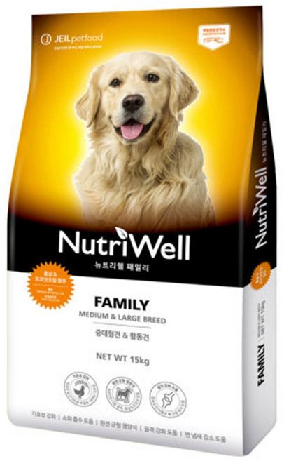 뉴트리웰 어덜트 닭 패밀리 중대형견 애견사료, 15kg, 1개