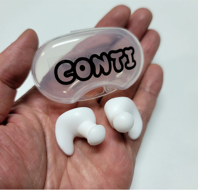 콘티 인체공학 2중 수영 귀마개, 1세트, 모던화이트