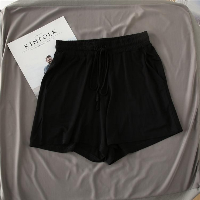 大尺碼短褲 寬鬆垂感休閒高腰闊腿家居瑜伽熱褲