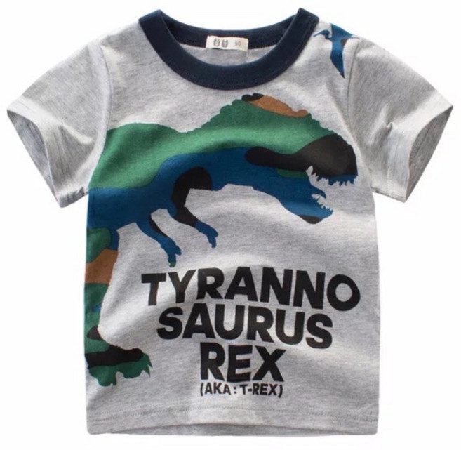 萱寶媽咪baby童裝館 韓版恐龍系列夏季 男童兒童圓領短袖T恤上衣