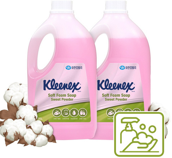 크리넥스 소프트 폼 솝 스윗파우더향, 1.95L, 10개