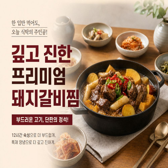 [대용량 1.4Kg] 잇츠마미 돼지갈비찜 밀키트간편조리 가정간편식부드러운 돼지갈비, 2개, 700g