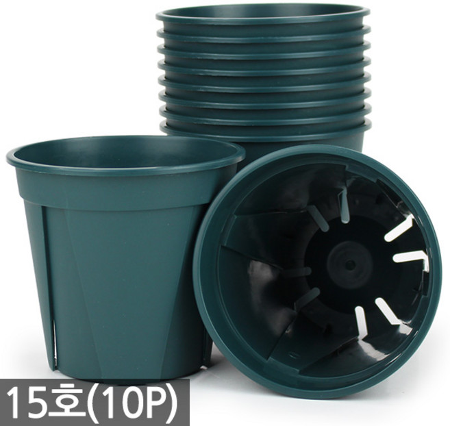 세인화분 원형 슬릿 10P 15P 화분 세트 - 슬릿분 플분 플라스틱 원형화분 모스그린 거실화분 인테리어 매장 야외 저가, 슬릿화분(그린)_15호, 10개