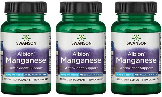 Swanson Albion 킬레이트 망간 10mg 180캡슐(3팩), 180정 - 쿠팡