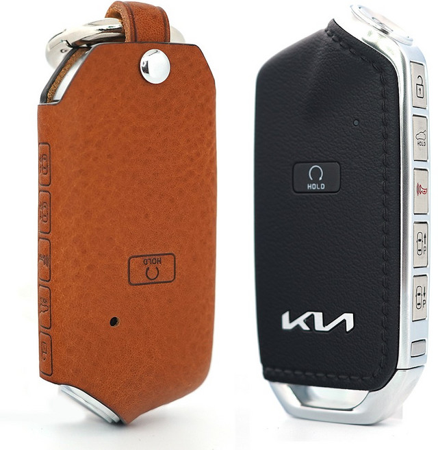 기아 더뉴 K9 호환 7버튼 스마트키 가죽케이스 PK13 키홀더, 미네르바복스 브라운