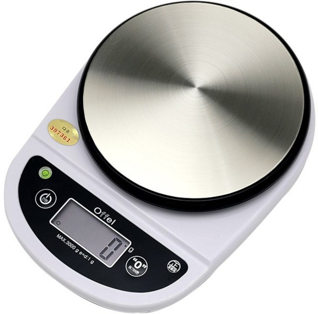 오펠 대용량 주방저울, 화이트, OF-3004B(SS), 3kg