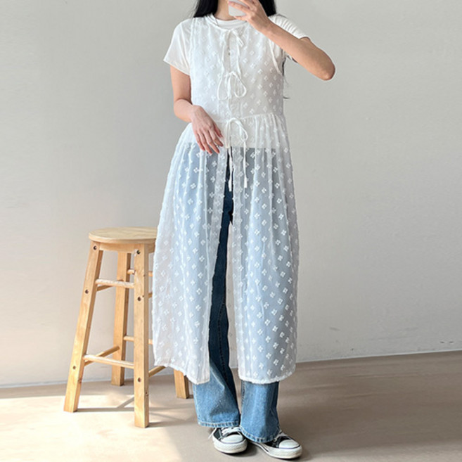 걸즈팩토리 여성용 새빗레이스 레이어드 뷔스티에 망사 롱원피스