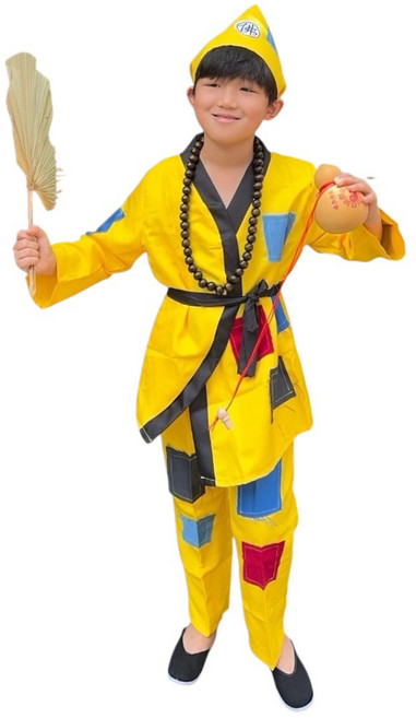 兒童濟公服裝角色扮演服飾，舒適透氣表演服，節慶派對造型服