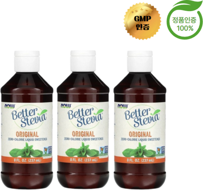 나우 푸드 스테비아 제로 칼로리 액상 감미료 오리지널 237ml, 3개