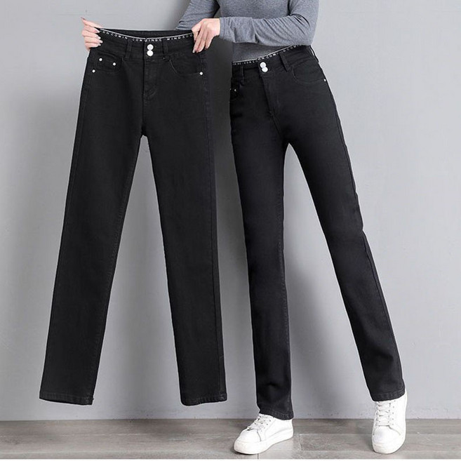 여성 데님 팬츠 봄가을 캐주얼 슬림핏 스판 청바지 패션 9부바지 하이웨스트 일자 바지 WMY