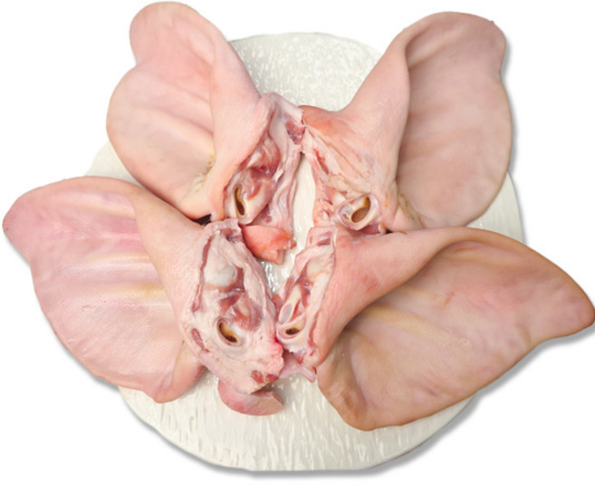 [미트애/미트kg] 국내산 큰 돼지귀 5개 (한돈) 냉동 수육 강아지 사료, 1개, 1.1kg