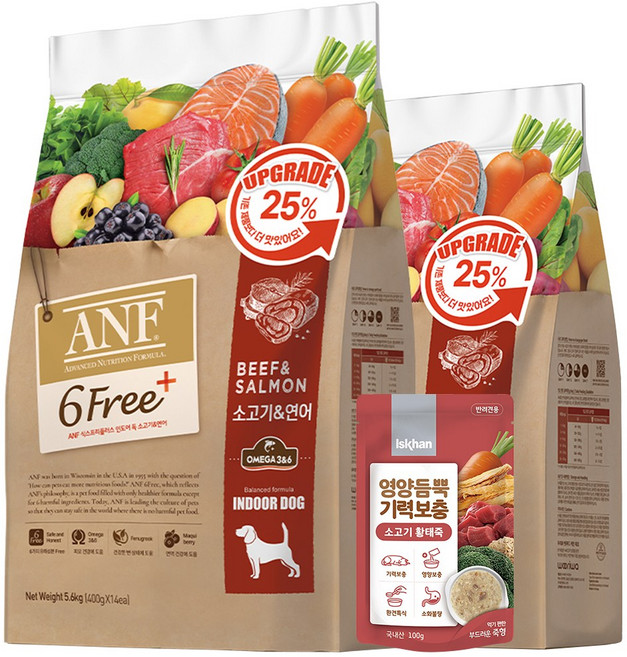 ANF 독 6Free+ 소고기&연어 + (추가)영양죽, 7.2kg, 1세트, 소+연어
