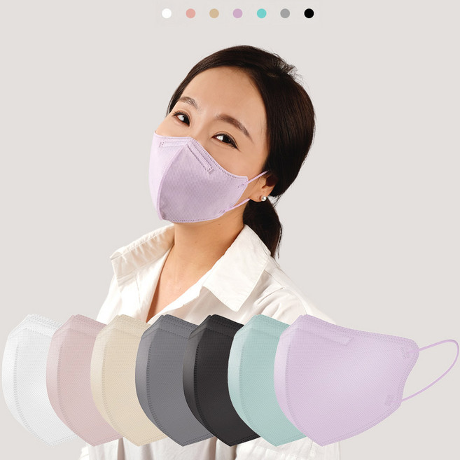 케이세이프숨 컬러마스크 새부리형 50매 숨쉬기편한마스크, 화이트 대형, 10개