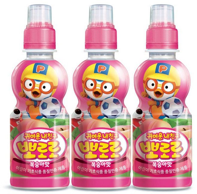 팔도 뽀로로 캐릭터 음료 복숭아맛, 235ml, 12개