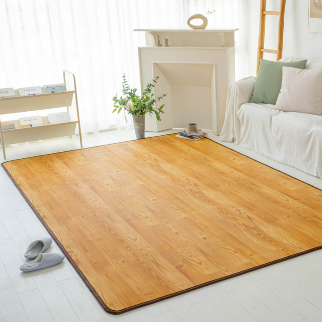 데코마당 빅사이즈 맞춤제작 카페트형 자연목 배란다매트, 두께9mm  카페트자연목