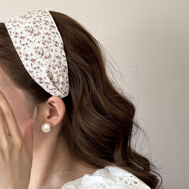 여성 잔꽃 플라워 헤어밴드 넓은 머리띠 5cm