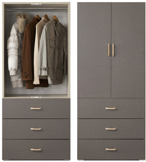 [케이컴퍼니본사] 이음3서랍도어옷장, 그레이