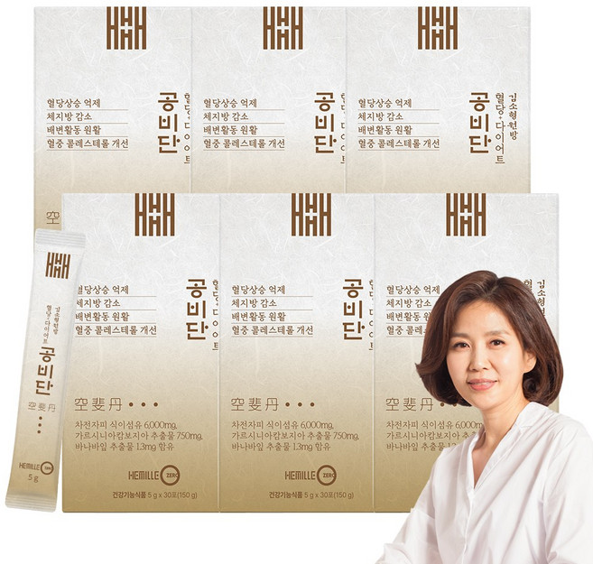 김소형 원장 다이어트 환 보조제 공비단 차전자피 가르시니아 체지방감소 쾌변 혈당 감소 도움, 30회분, 6박스