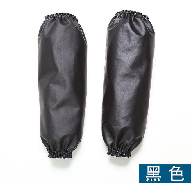 PU工作袖套 防水防油, 黑色皮革套袖, 1套