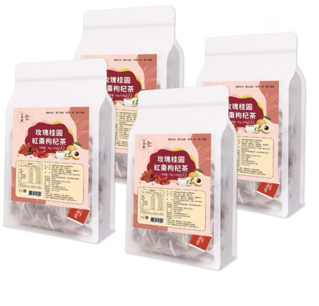 女神殿 玫瑰桂圓紅棗枸杞茶 (女神四物茶) 獨立包裝 養生茶飲 女性調理 溫潤滋補, 6g, 4個, 15個裝