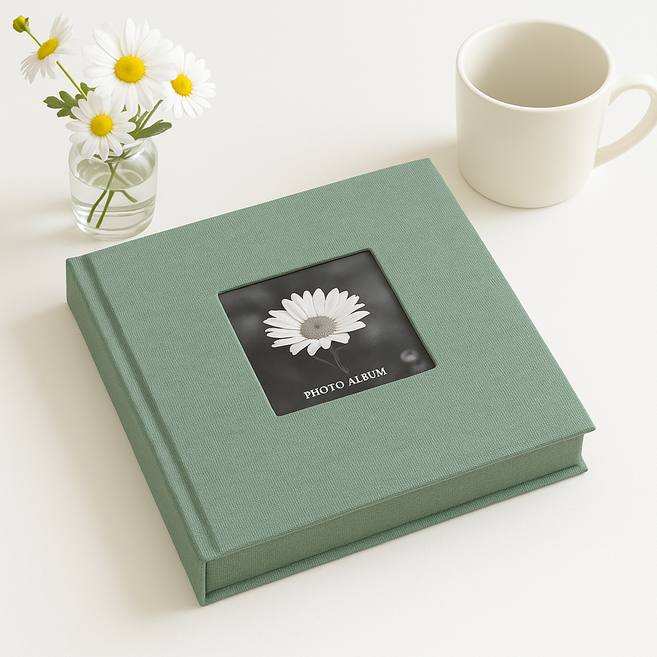 씨피다이 대용량 포켓식 패브릭 포토 메모 사진 앨범, 200매, 그린