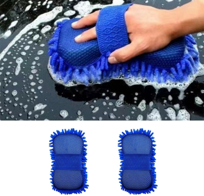 무지스 부드러운 만능 글러브 세차솔 워시미트, 블루, 2개