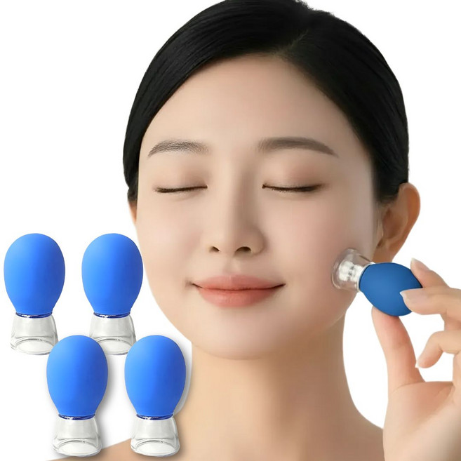 데일리앳 얼굴 V라인 주름케어 리프팅 마사지컵, 4개, 블루