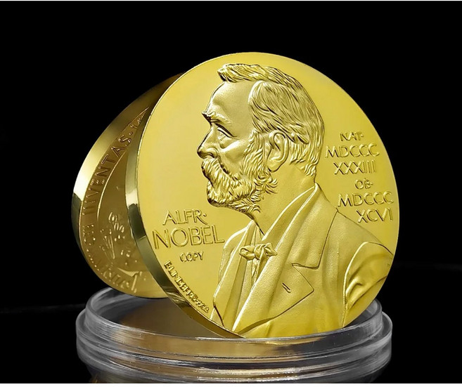 노벨상 금도금 기념주화 훈장 공예품 창립자 초상화 과학자 발명가 명예 동전