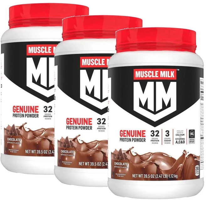 머슬밀크 제뉴인 프로틴 파우더 초콜릿맛 Muscle Milk Genuine Protein Powder, 3개, 1.12kg - 쿠팡