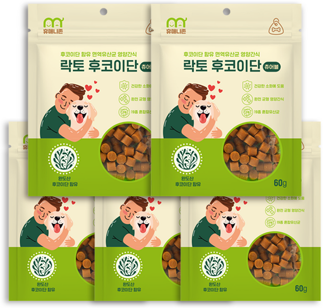 단호박 야채 강아지 단백질 고구마 면역력 건강간식 휴매니존 락토 후코이단 츄어블 5개, 60g
