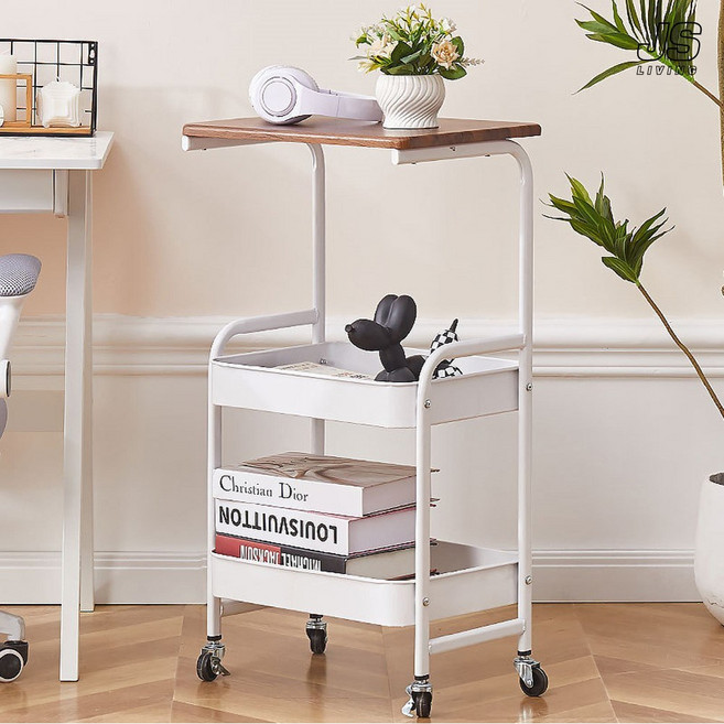 JS리빙 이동식 선반 트롤리 틈새 다용도 수납 정리함 미용 욕실 베란다 수납함 트레이 주방 바퀴달린 이동용 미용실 화장대 미니 바구니 화장실 카트 세탁실 정리 PRO#-JS-, 3단, 혼합